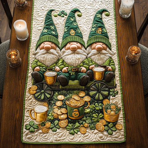 Happy Patrick Gnome WY1901025CL Quilted Table Runner