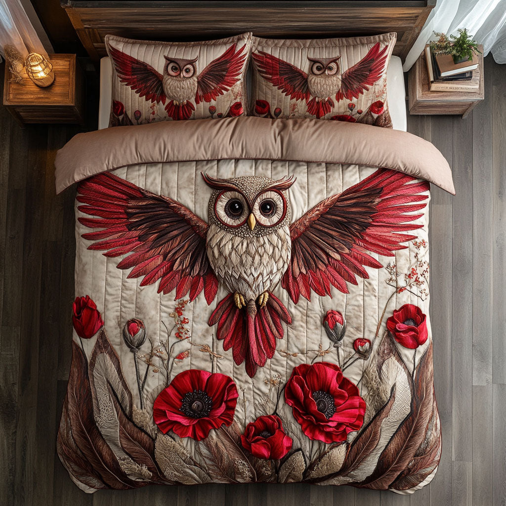 Owl In Poppy Garden WY1904055CL Duvet Cover Set