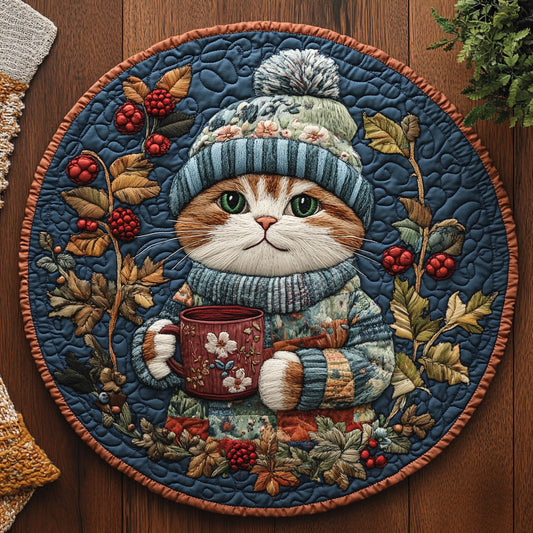 Cat Cup CM1405006CL Quilted Round Mat