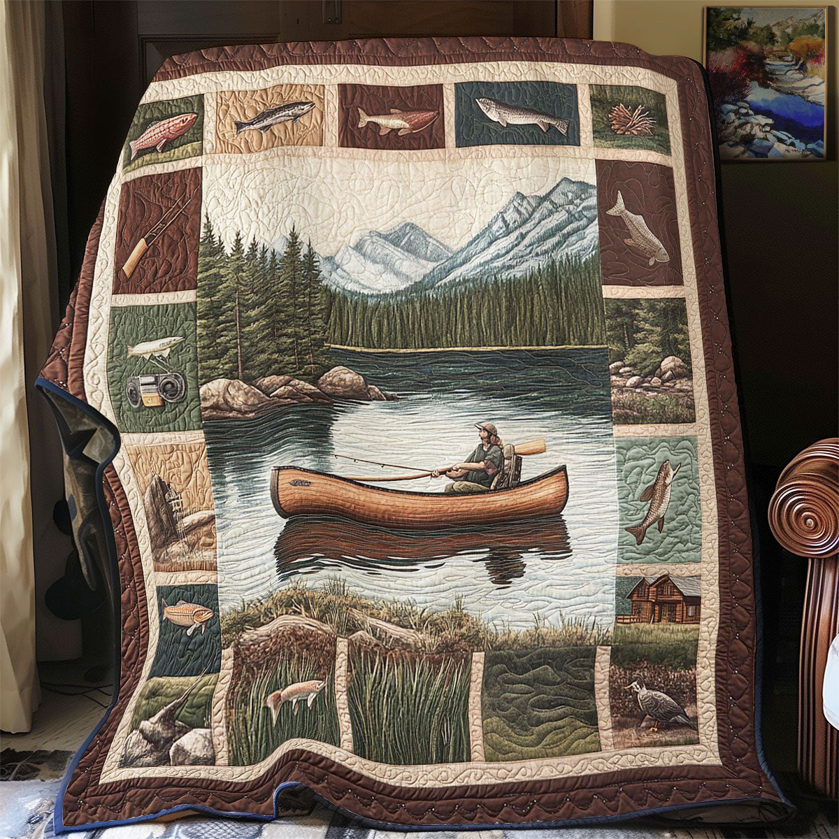 Lake Fishing WY1703107CL Quilt