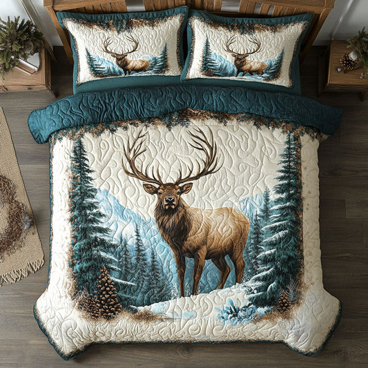 Deer In Snow Forest WY0503021CL Duvet Cover Set