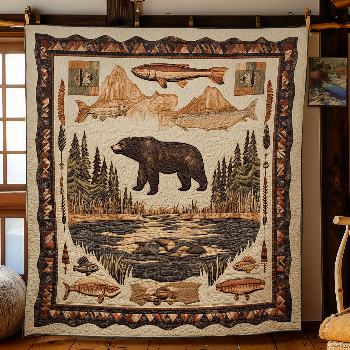 Fisherman Bear WY1803012CL Quilt