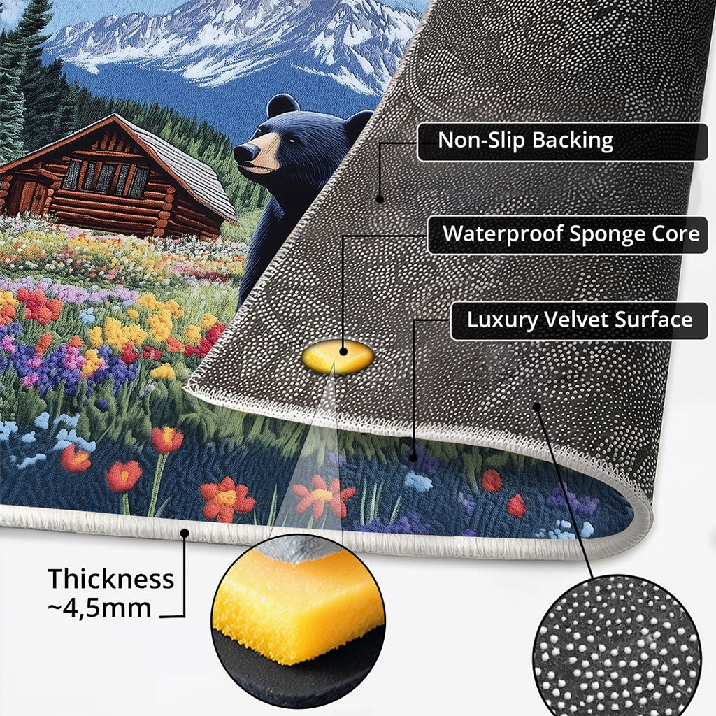 Bear Floral Valley CW1808020CL Personalized Doormat