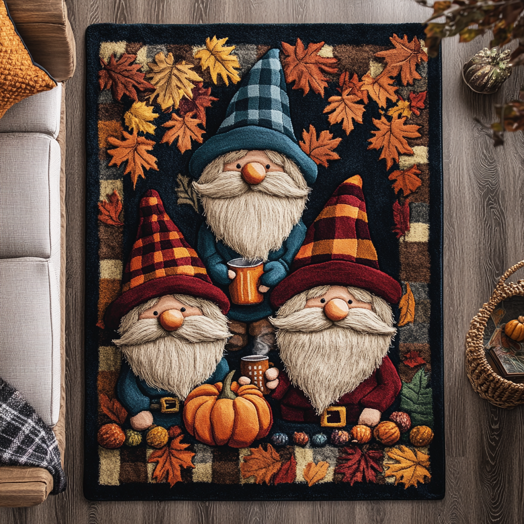 Plaid Autumn Gnome Gathering HM0808008CL Area Rug