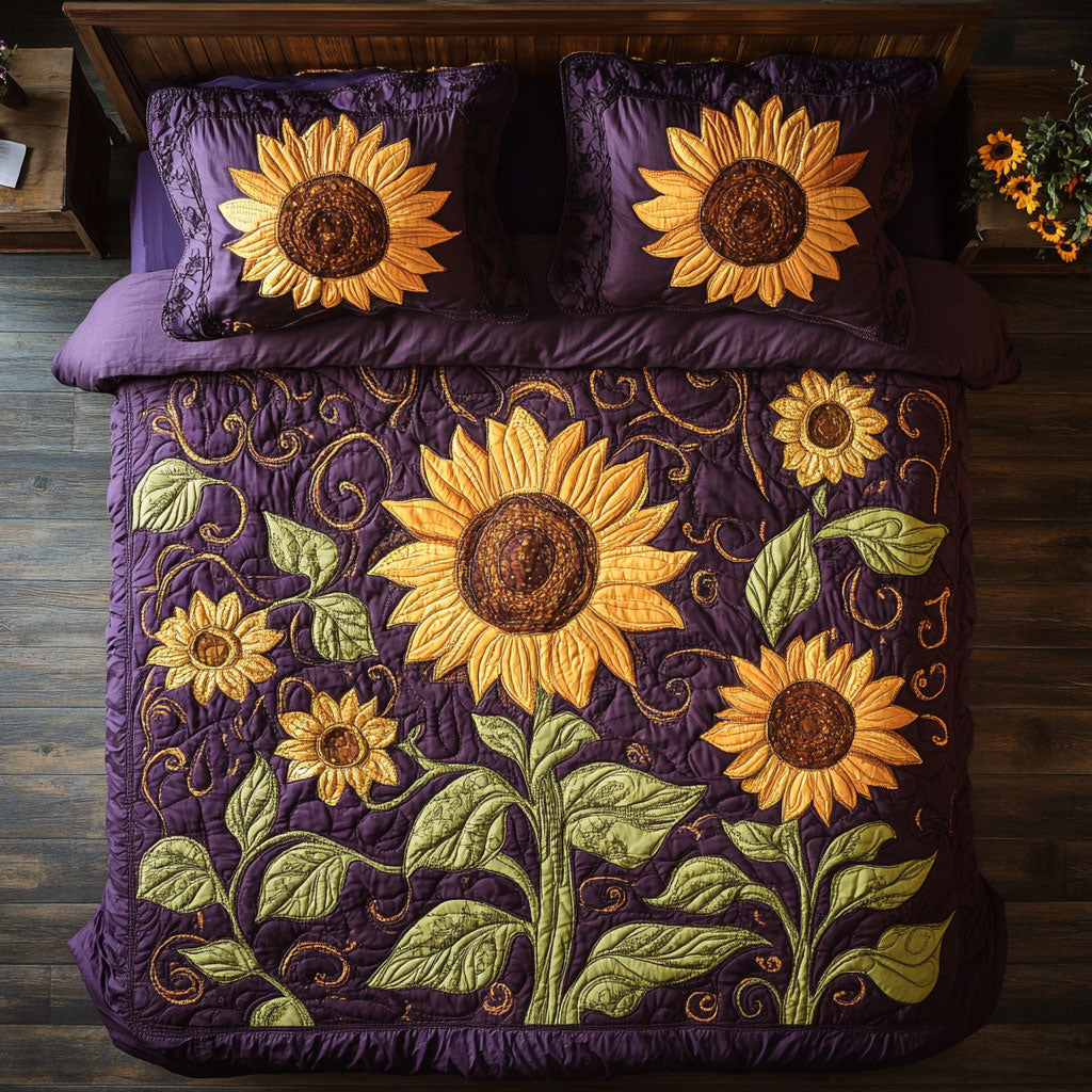 Majestic Purple Sunflower Garden WY0603050CL Duvet Cover Set