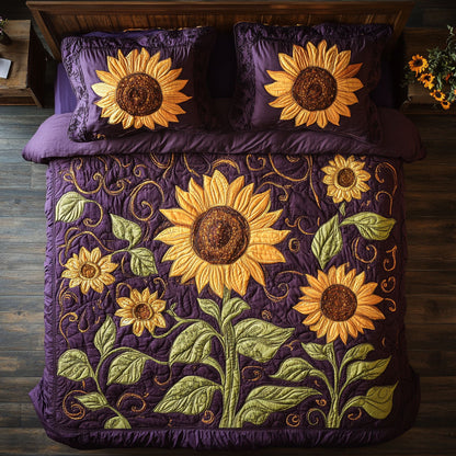 Majestic Purple Sunflower Garden WY0603050CL Duvet Cover Set