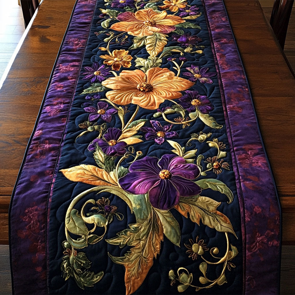 Purple Floral CM1305030CL Quilted Table Runner
