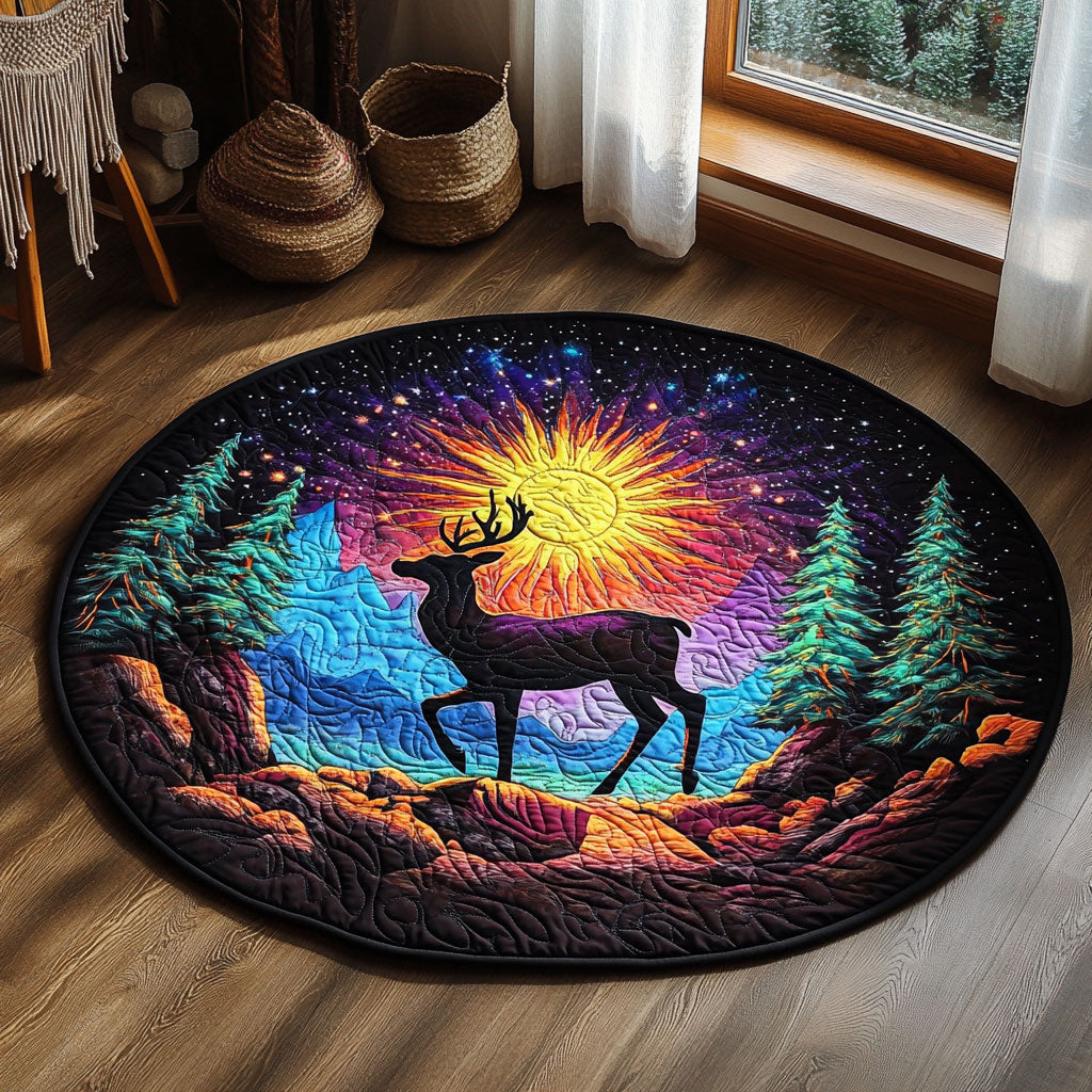 Cosmic Deer WY0107090CL Quilted Round Mat