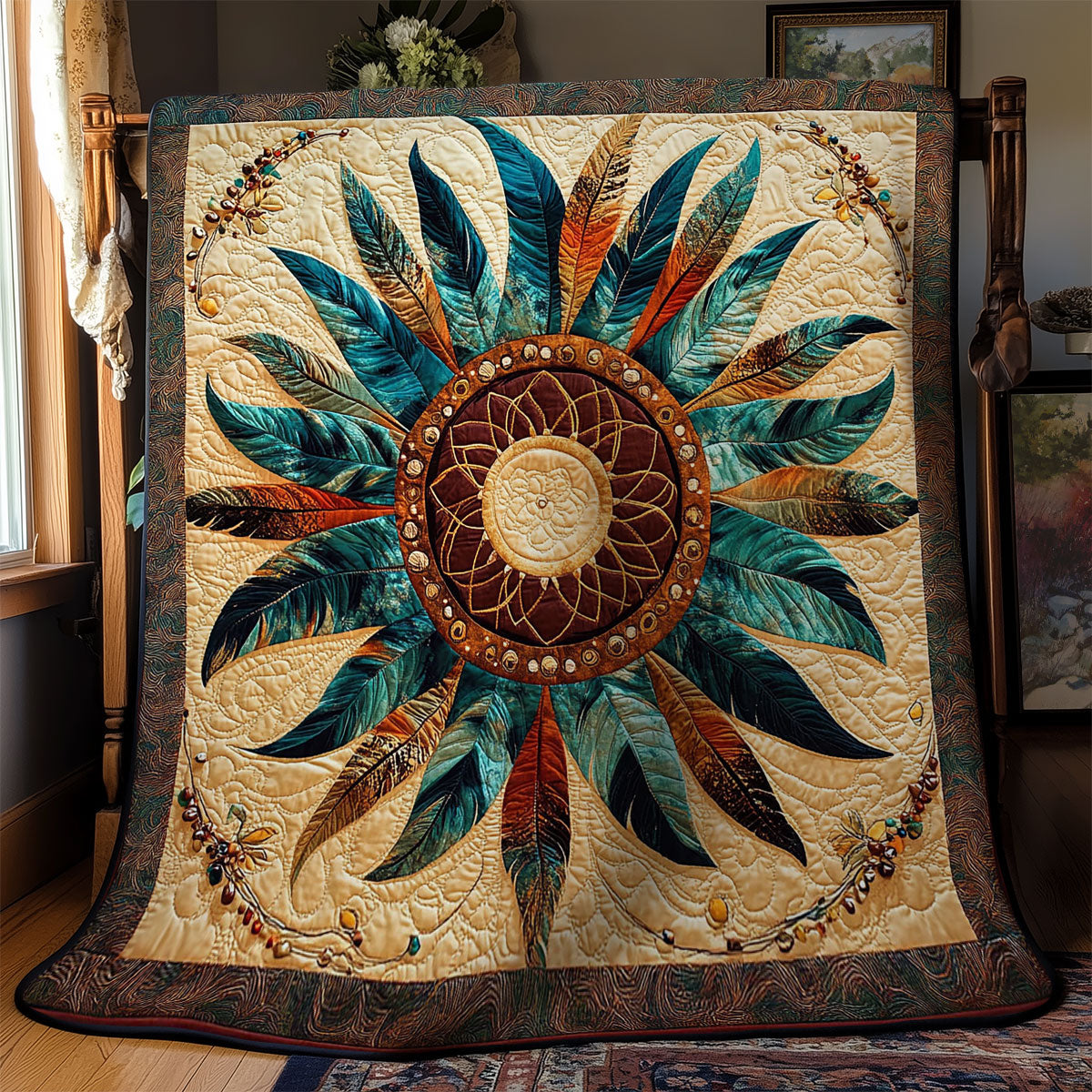 Beautiful Feather Dreamcatcher WY1002013CL Quilt