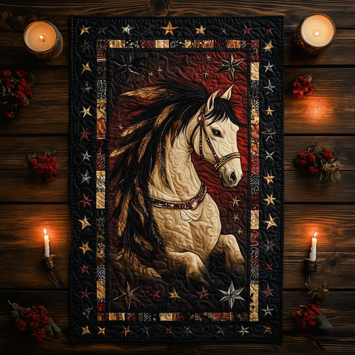 Mystic Feather Horse WY1901012CL Quilted Table Runner