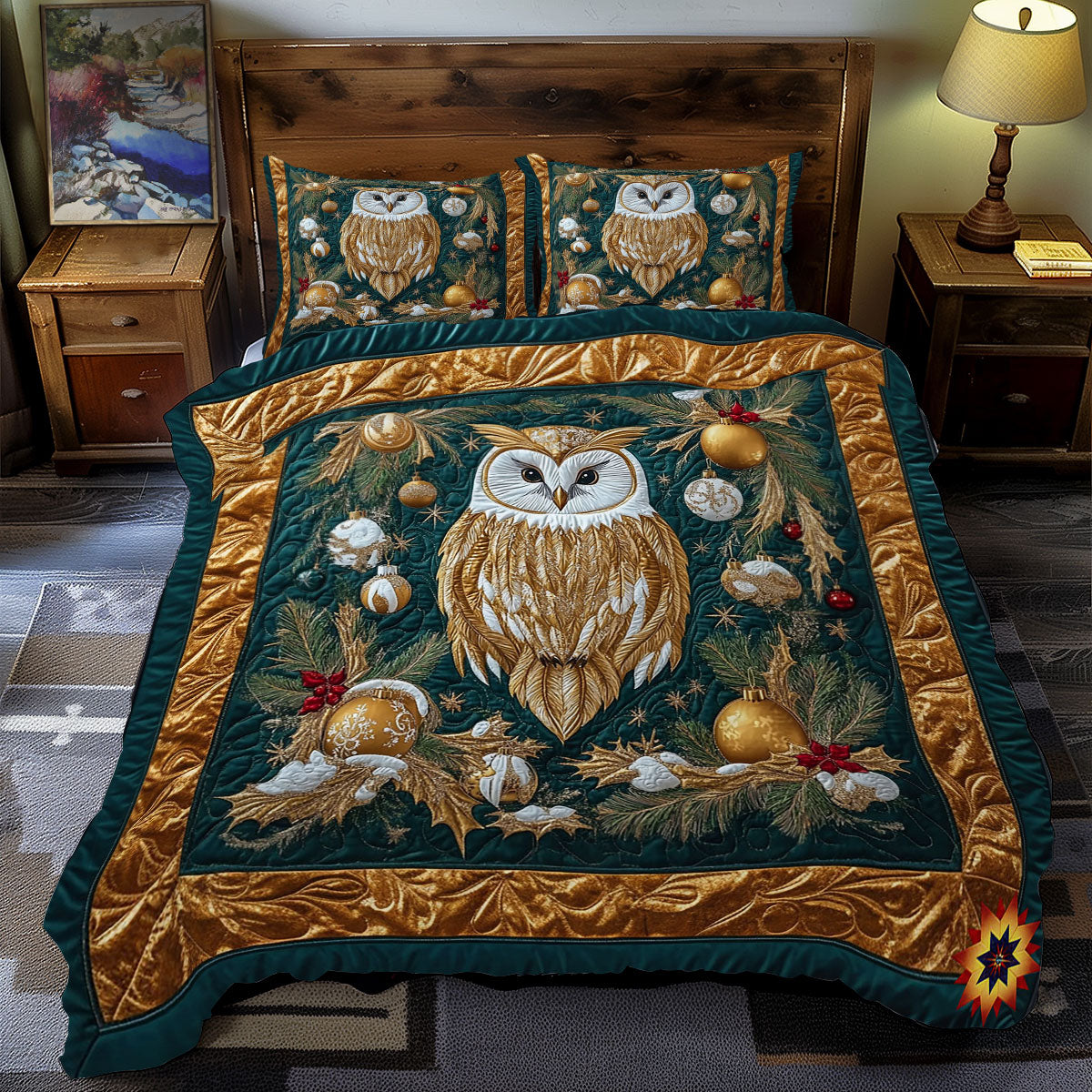 Owl In Bauble Wreath WY2412044CL Duvet Cover Set