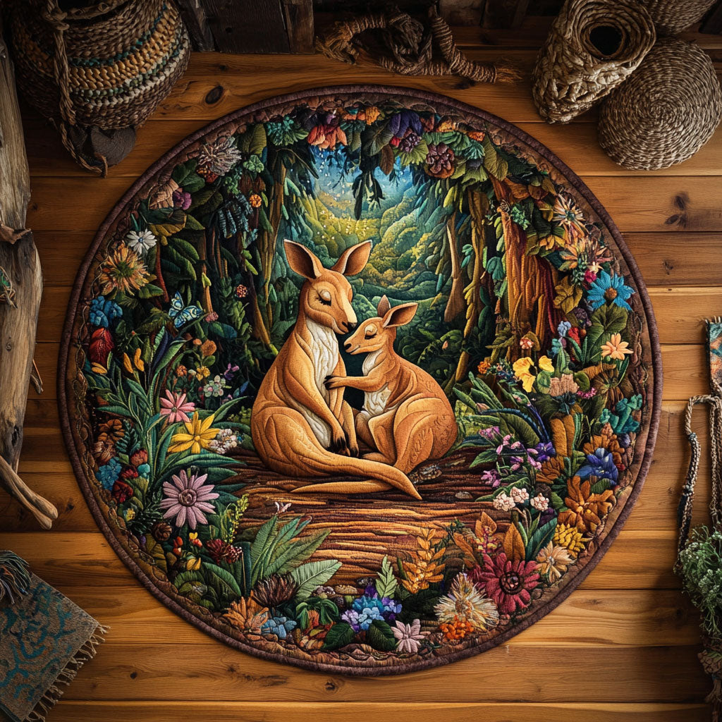 Love Of Kangaroo WY1006048CL Quilted Round Mat