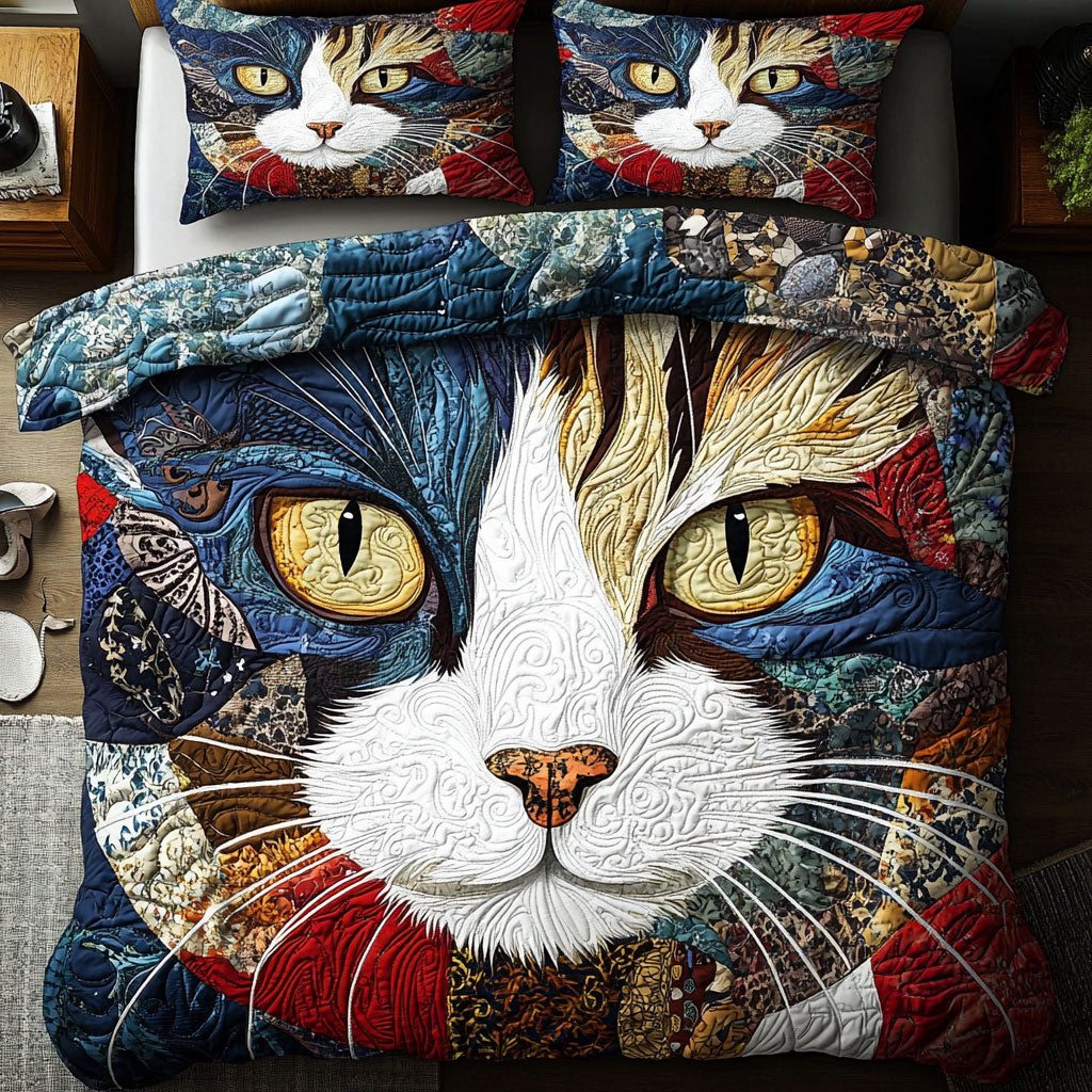 Abstract Patchwork Cat WU0403093CL Duvet Cover Set