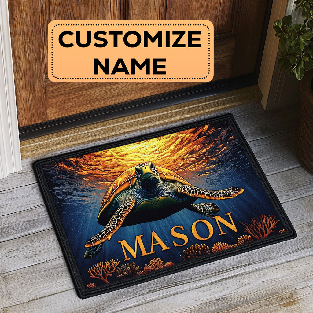 Sea Turtle CW2508013CL Personalized Doormat