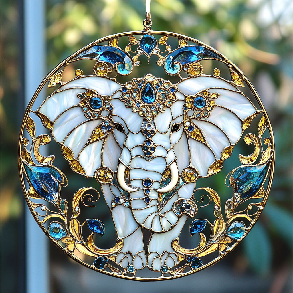 Ancient Elephant WU1402051CL Stained Glass Suncatcher