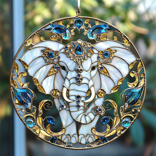 Ancient Elephant WU1402051CL Stained Glass Suncatcher