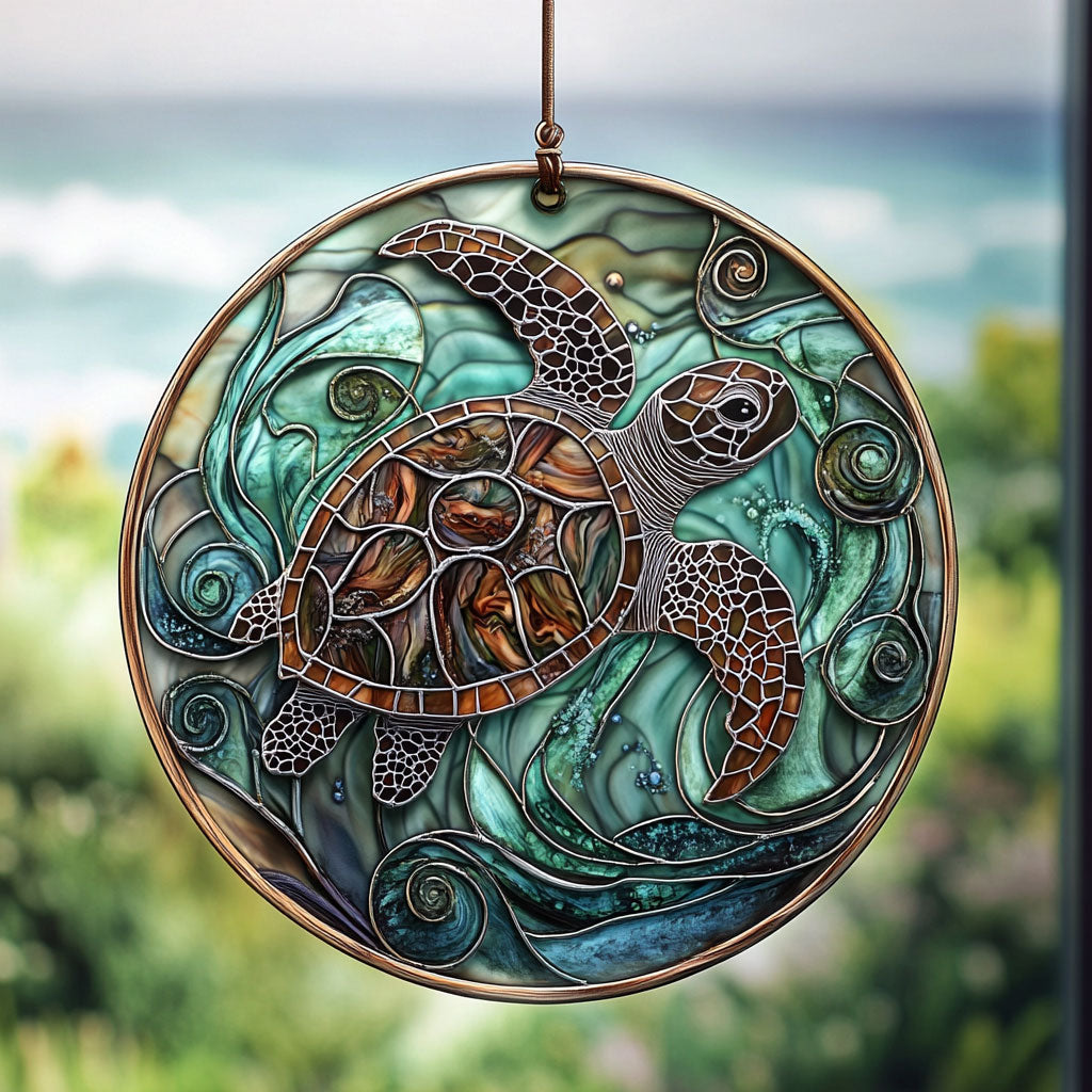 Ancient Sea Turtle WU1601011CL Stained Glass Suncatcher