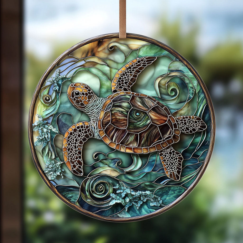 Ancient Sea Turtle WU1601012CL Stained Glass Suncatcher