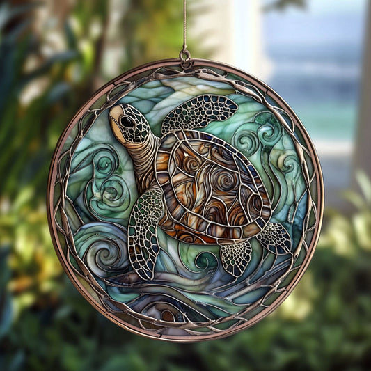 Ancient Sea Turtle WU1601013CL Stained Glass Suncatcher