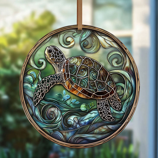 Ancient Sea Turtle WU1601014CL Stained Glass Suncatcher