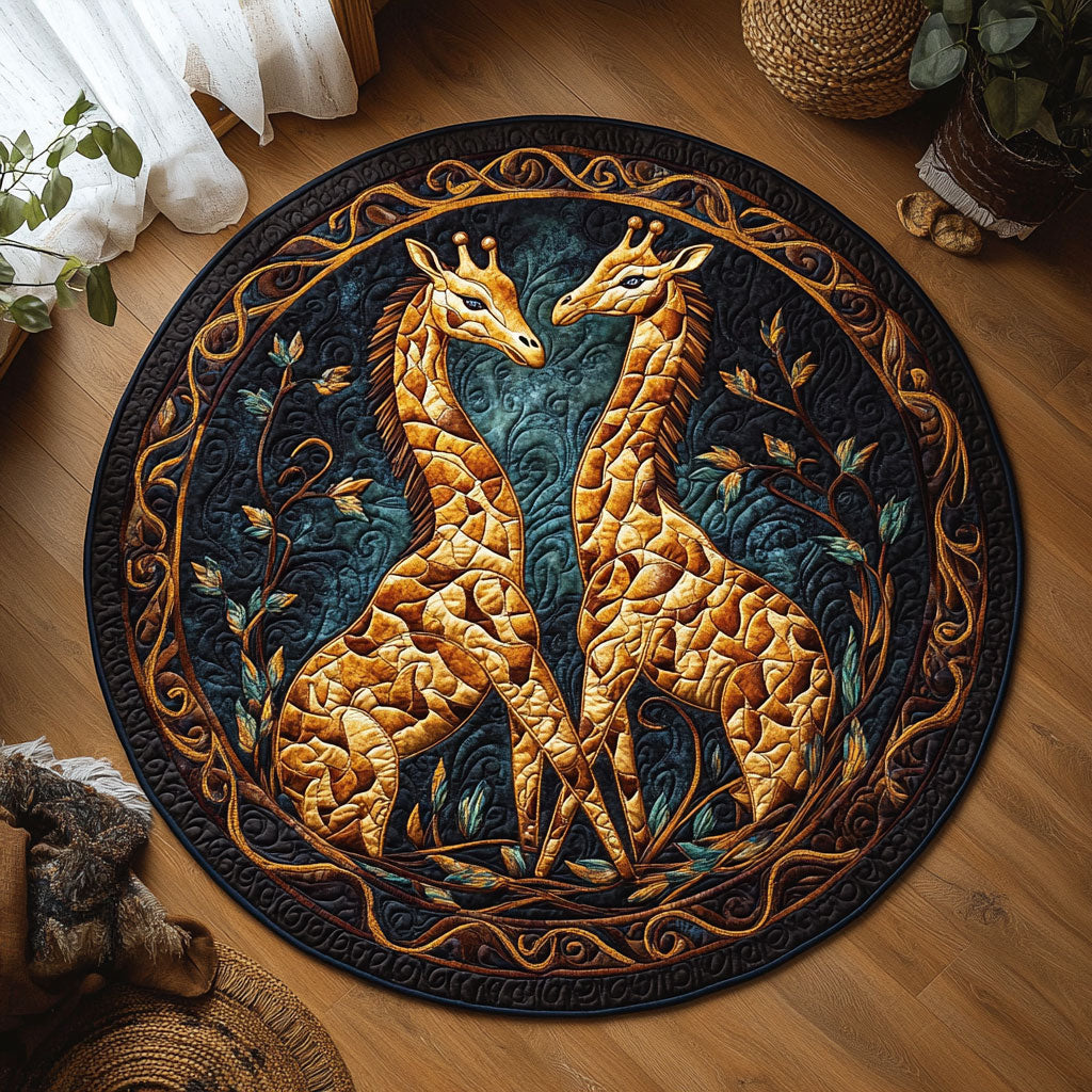 Couple Celtic Giraffe WY0107092CL Quilted Round Mat