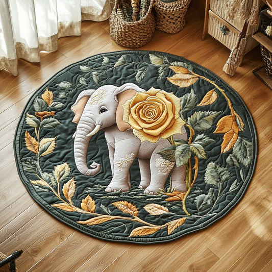 Golden Rose Elephant Boho WY0107111CL Quilted Round Mat