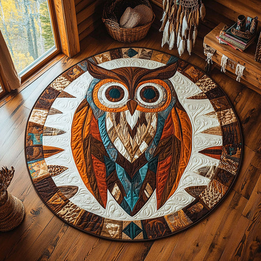 Abstract Owl WY1906001CL Quilted Round Mat
