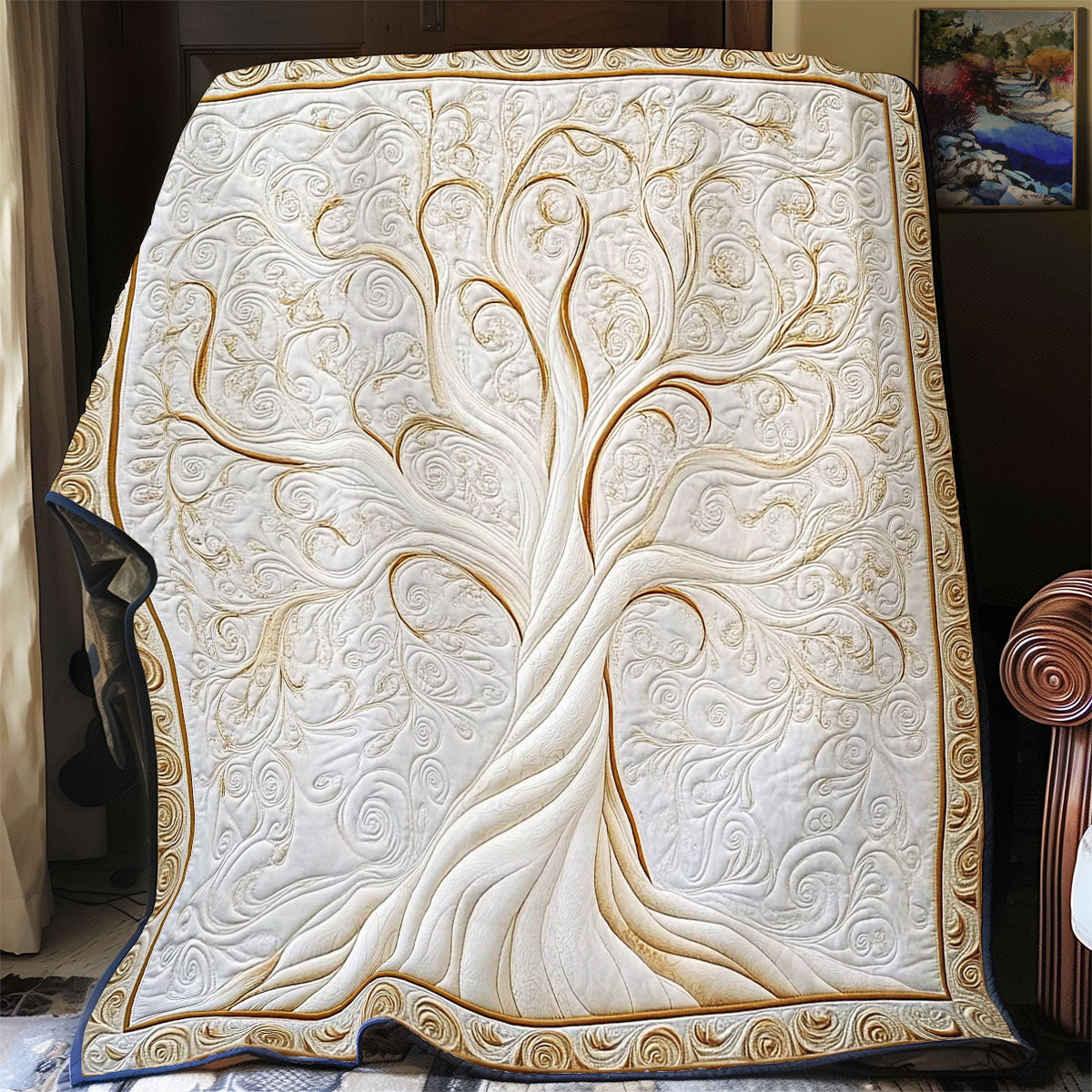 Gold White Tree WY1002084CL Quilt