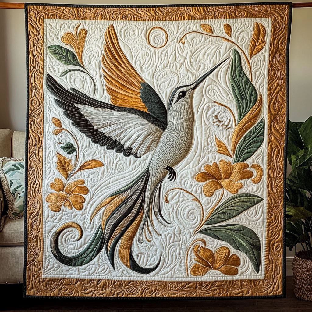 Abstract Flower Hummingbird WY1507001CL Quilt