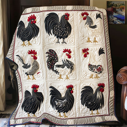 Black And White Rooster WY1303006CL Quilt