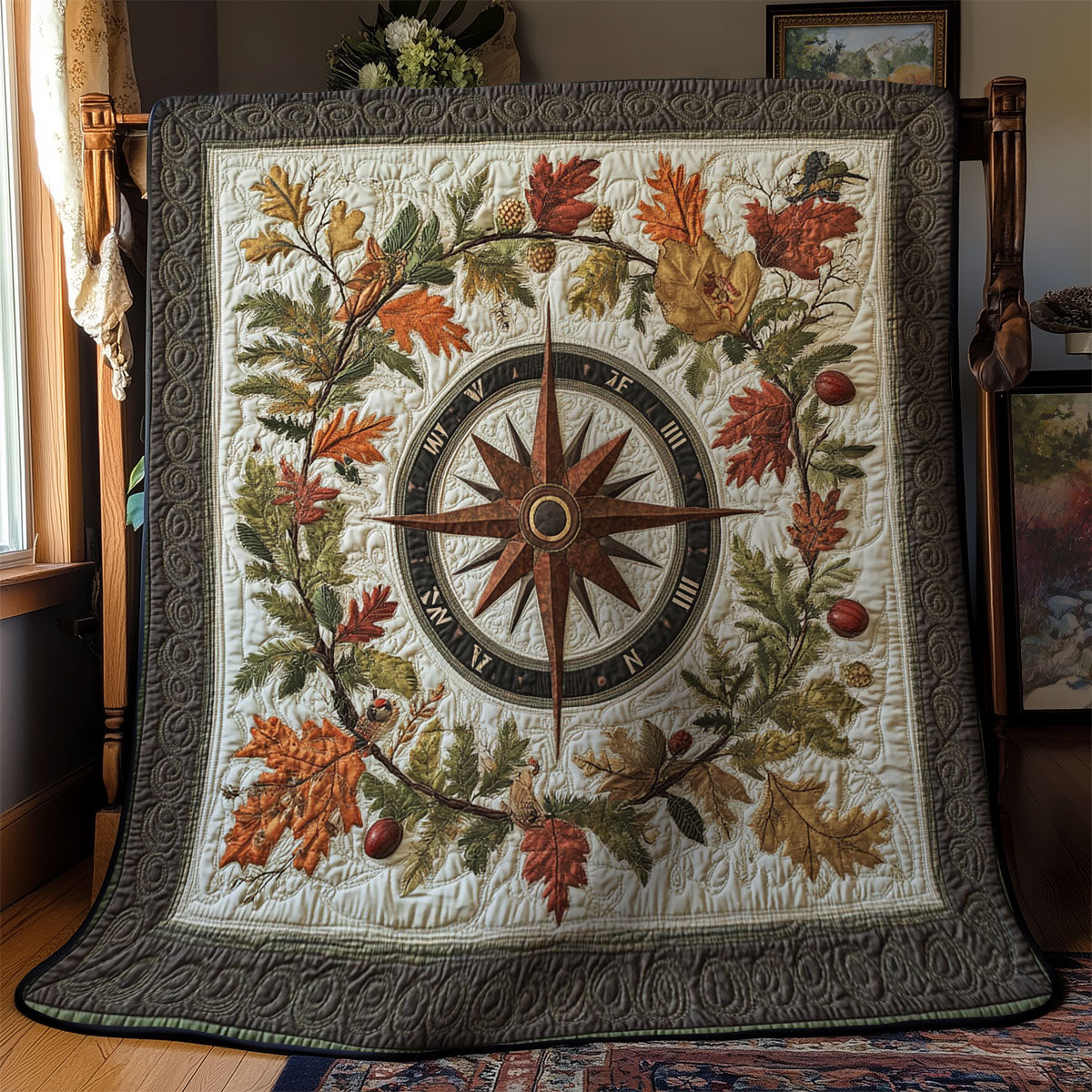 Compass Leaves WY1803016CL Quilt