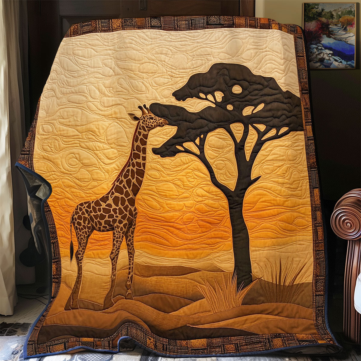 Giraffe In Sunset Forest WY1303054CL Quilt