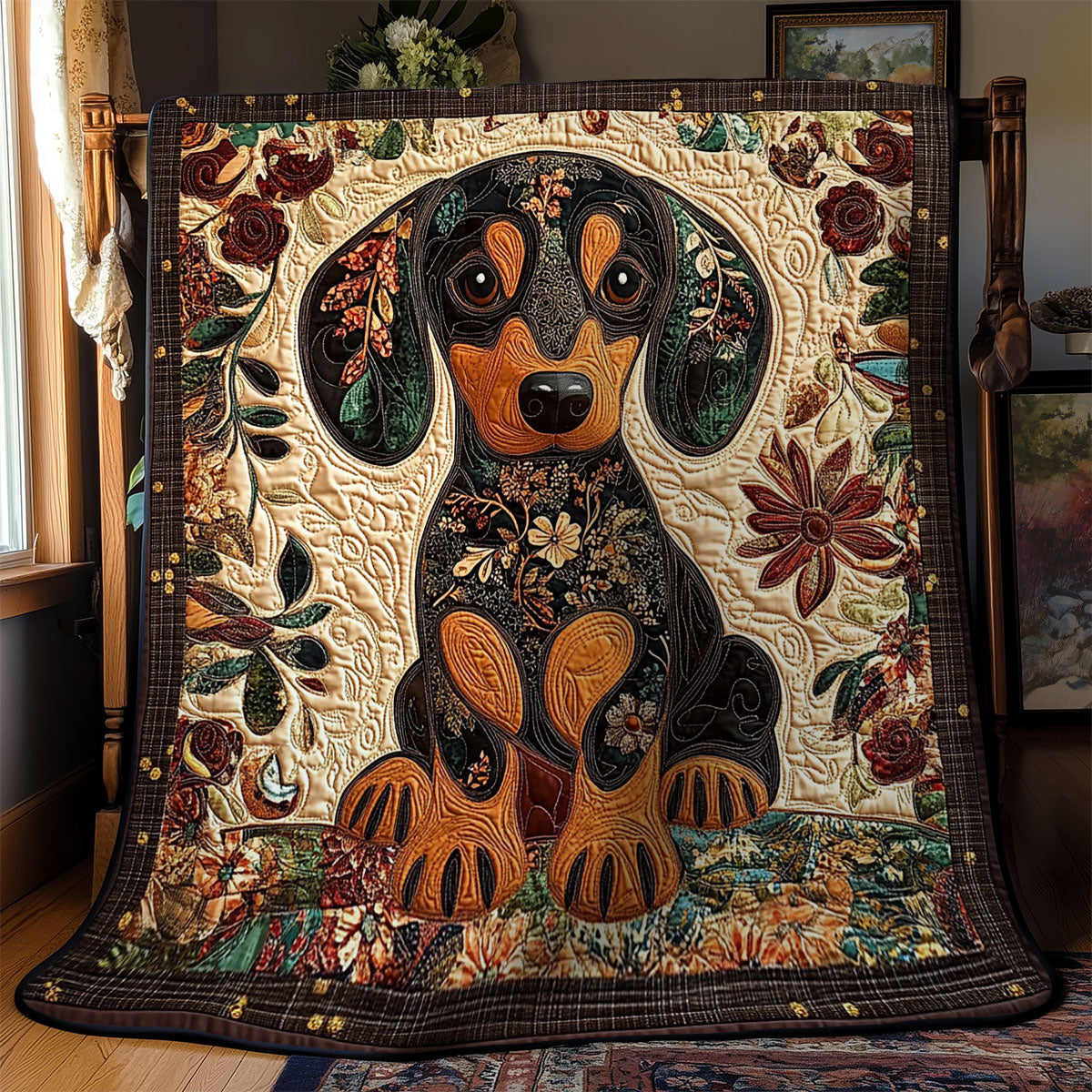 Botanical Dachshund WY1103002CL Quilt