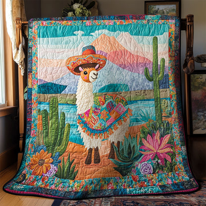 Llama In Cactus Desert WY1002094CL Quilt