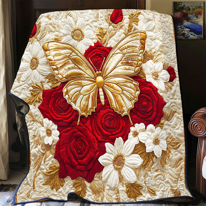 Butterfly In Red Rose WY0402004CL Quilt