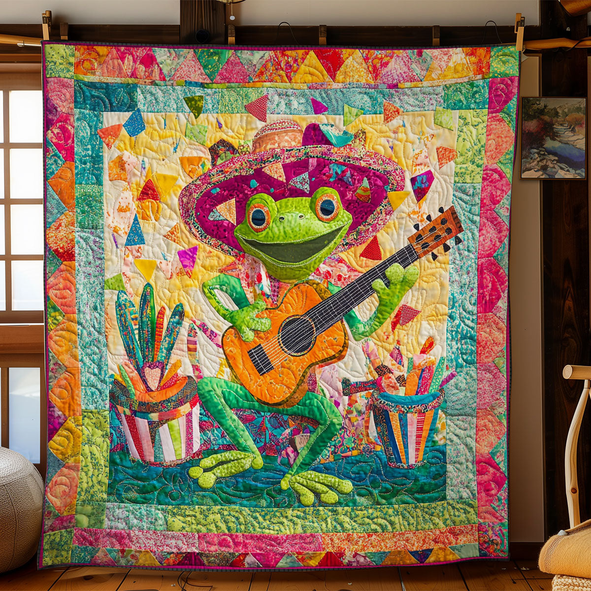 Frog Play Guitar WY1002074CL Quilt