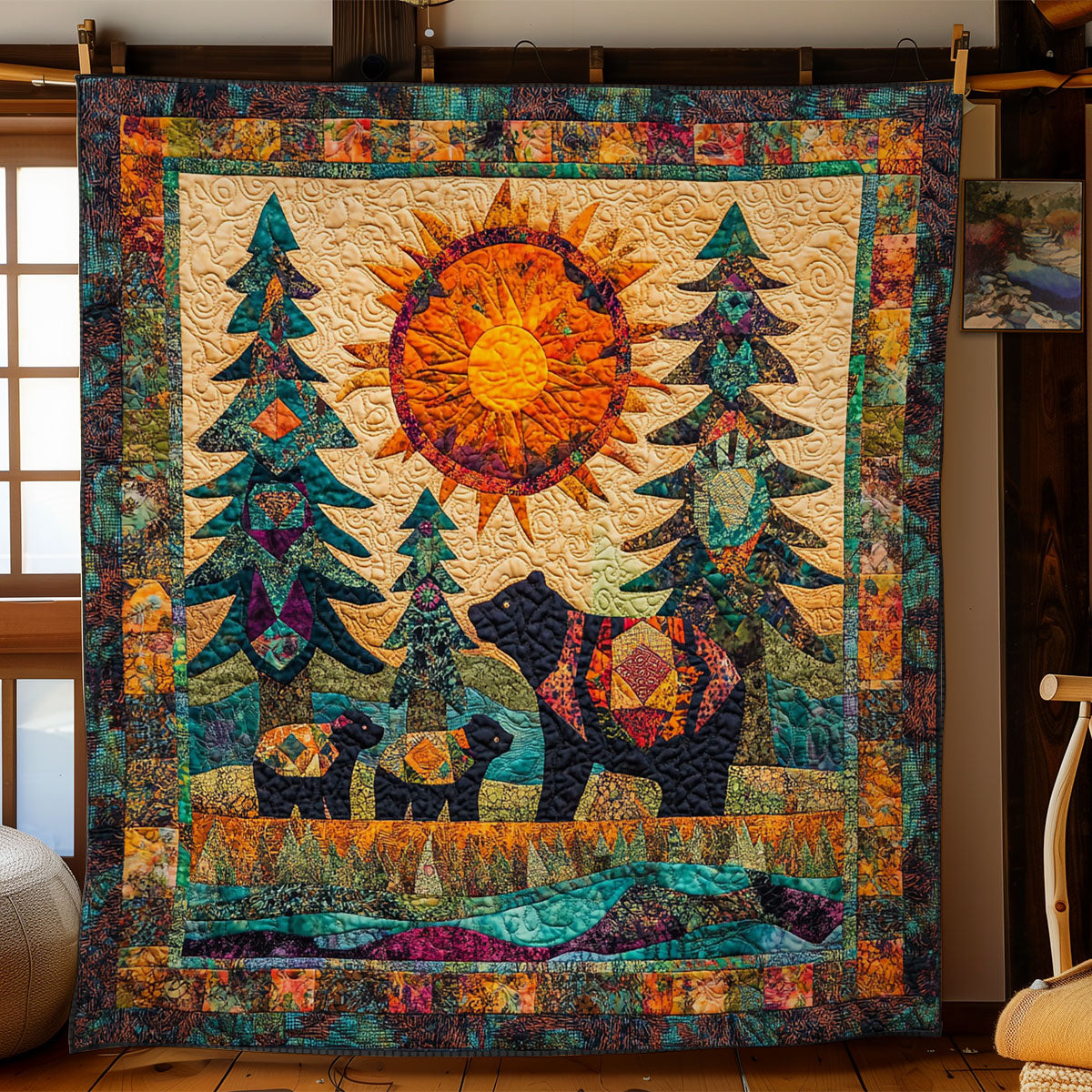 Bear In Forest WY1002008CL Quilt