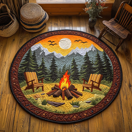 Camping Under Sunset WY1906005CL Quilted Round Mat