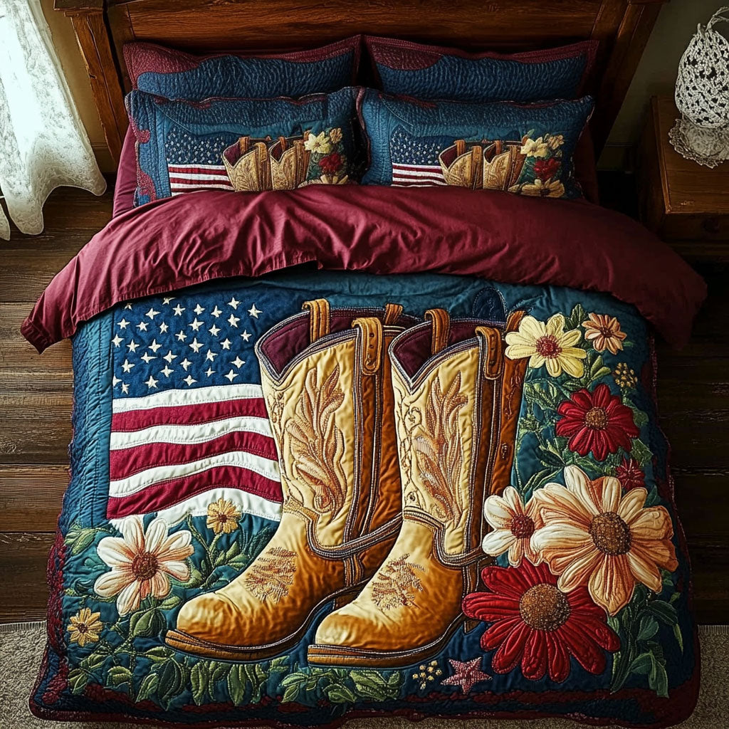 Cowboy Boots In Flower WY3004062CL Duvet Cover Set