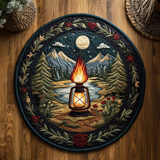 Fire Lantern In Forest WY1406028CL Quilted Round Mat