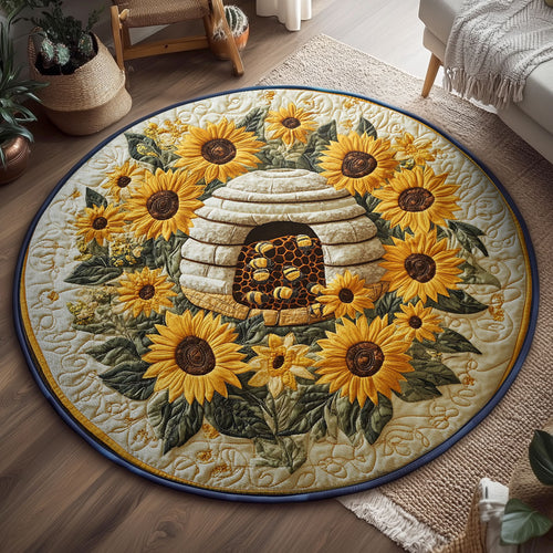 Sunflower Hive WY2203063CL Quilted Round Mat