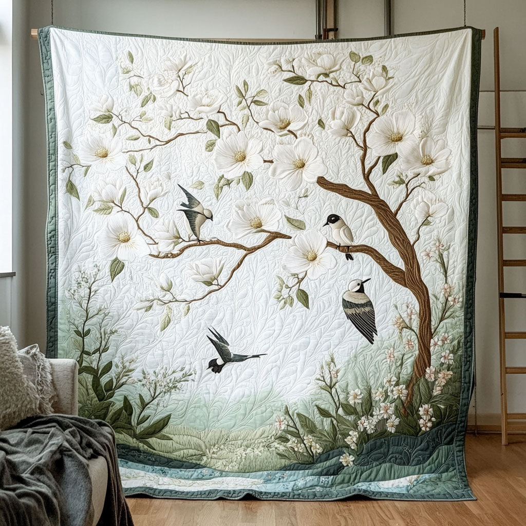 Bird Whispers Among The Magnolias WU1303003CL Quilt