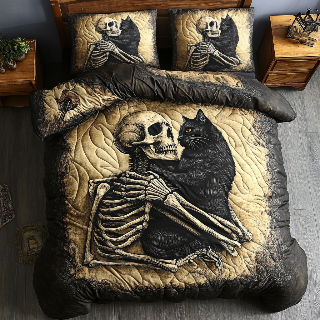 Black Cat And Skull Always With Me WU2101007CL Duvet Cover Set