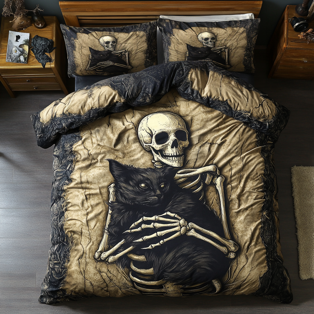 Black Cat And Skull Always With Me WU2101009CL Duvet Cover Set