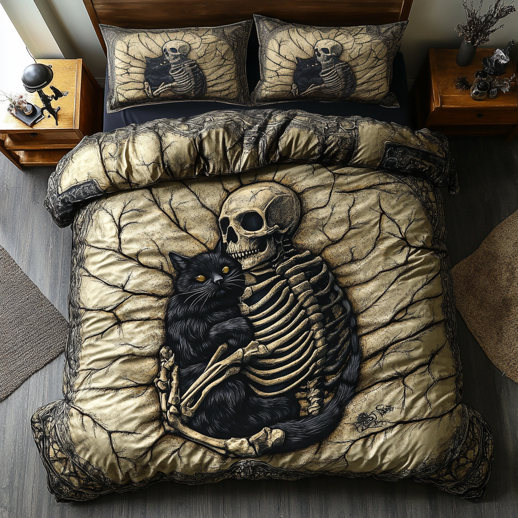 Black Cat And Skull Always With Me WU2101010CL Duvet Cover Set