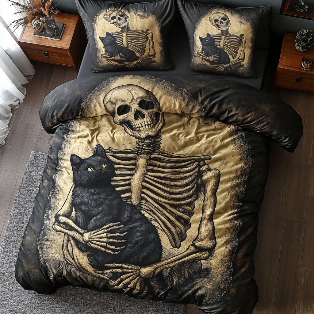 Black Cat And Skull Always With Me WU2101011CL Duvet Cover Set