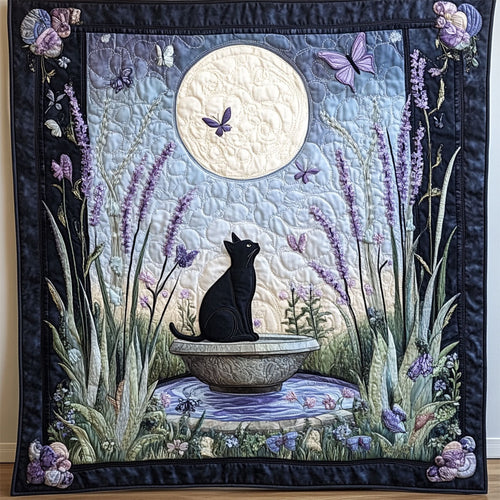 Black Cat Enchanted Garden Paws WU1303029CL Quilt