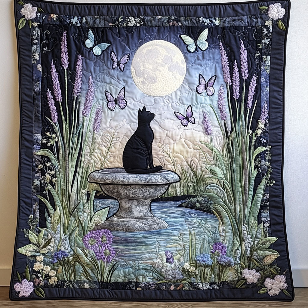 Black Cat Enchanted Garden Paws WU1303030CL Quilt