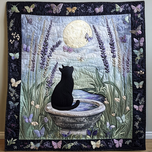 Black Cat Enchanted Garden Paws WU1303031CL Quilt