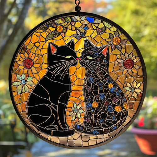 Black Cat WU1701022CL Stained Glass Suncatcher